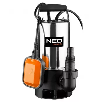 Pompe submersible pour eaux usées NEO TOOLS 900 W, 13000 L/h, hauteur de refoulement 8 m, acier inoxydable