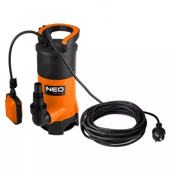 Pompe submersible pour eaux chargées NEO TOOLS 900 W avec débit de 16000 l/h et interrupteur à flotteur