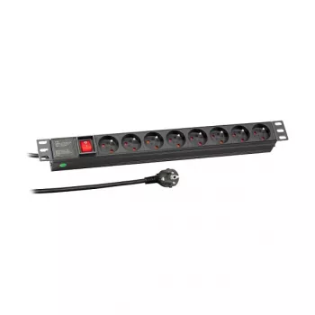 EFB Elektronik PDU rack 19 pouces 1U, 8 prises françaises, fiche CEE 7/7, 16A, noir