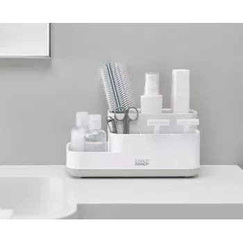 Organisateur de salle de bain Joseph Joseph EasyStore blanc/gris - organisateur compact multi-compartiments avec drainage ventilé