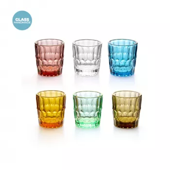Ensemble de 6 verres à shot Guzzini Vanity en verre, couleurs assorties (13140552)