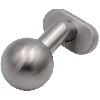 Bouton de porte rond fixe PSG 63.410 en acier inoxydable avec rosace ovale
