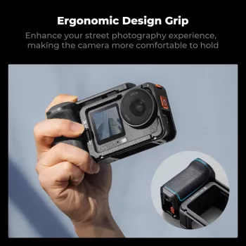 KF cage de caméra avec poignée pour DJI Osmo Action 6 / Action 5 / Action 4 / Action 3, alliage d'aluminium, noir, KF12.0036