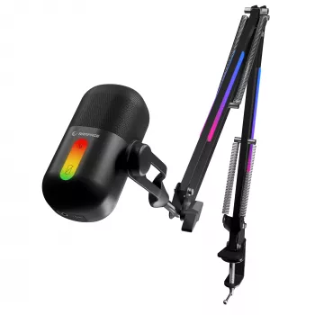 Rampage ARPEJ Microphone à condensateur gaming sur bras articulé, RGB, noir