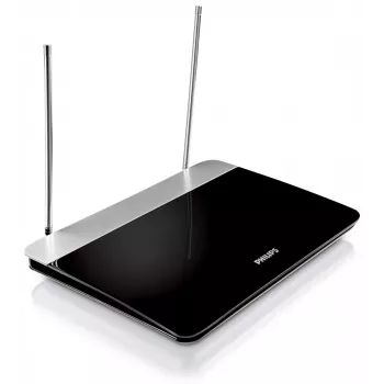 Antenne TV intérieure à gain réglable, câble coaxial 1,8 m, 75 Ohm, filtre 3G/4G, DVB-T/T2, conforme RED