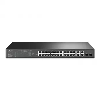 TP-LINK Omada TL-SL2428P V6.6 - Switch - L3 - Smart - 24 x 10/100 + 2 x Kombi-Gigabit-SFP - an Rack montierbar - PoE+ (250 W) geöffnet