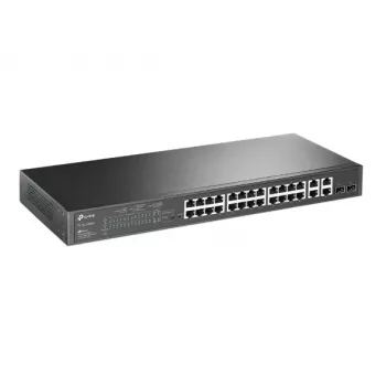 TP-LINK Omada TL-SL2428P V6.6 - Switch - L3 - Smart - 24 x 10/100 + 2 x Kombi-Gigabit-SFP - an Rack montierbar - PoE+ (250 W) geöffnet