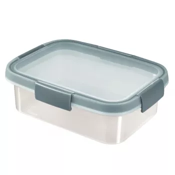 CURVER Smart Eco Fresh Boîte alimentaire rectangulaire 1L, hermétique et étanche, transparente avec clips verts