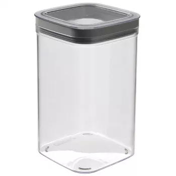 CURVER Dry Cube boîte de conservation alimentaire carrée 1,8L transparente avec couvercle gris, hermétique et étanche