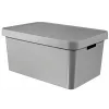 Curver Infinity Recycled boîte de rangement 45L avec couvercle, grise, 56x39x27 cm