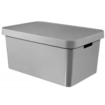 Curver Infinity Recycled boîte de rangement 45L avec couvercle, grise, 56x39x27 cm