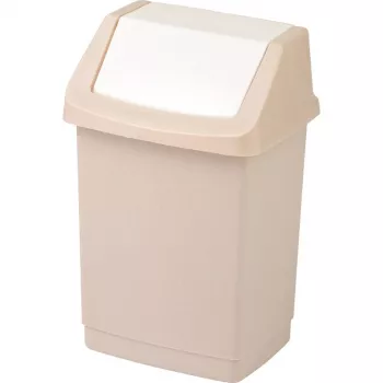 CURVER Click-It Deco poubelle rectangulaire 50L avec couvercle à bouton-poussoir, beige