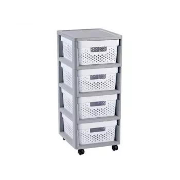 CURVER Infinity meuble à roulettes 4 compartiments 11L 30x36x69cm gris/blanc