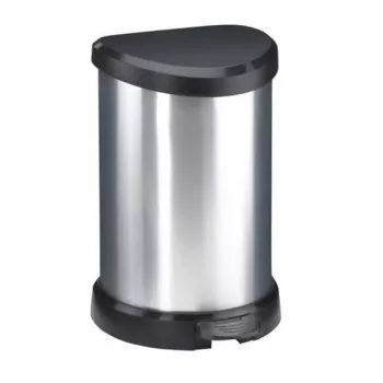 CURVER Deco poubelle à pédale 15L argent