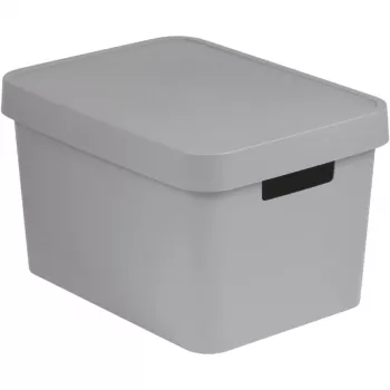 Curver Infinity Recycled 17L boîte de rangement avec couvercle, gris, 36x27x22 cm