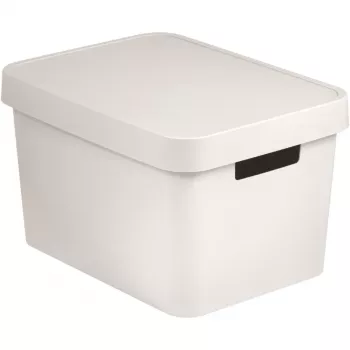 CURVER Infinity Recycled 17L boîte de rangement avec couvercle, blanc, 36x27x22 cm, plastique 100% recyclé