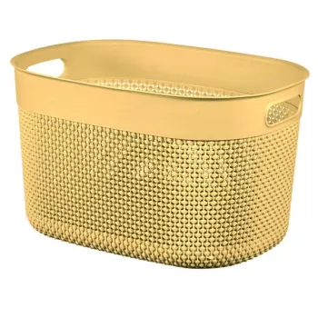 CURVER panier de rangement Filo L 18 L jaune 38x28x22 cm effet rotin tressé