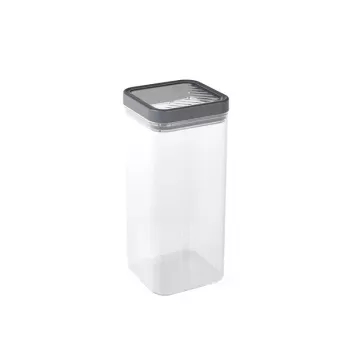 CURVER Kara boîte de conservation pour aliments secs 1,8L, corps transparent avec couvercle hermétique gris foncé, plastique sans BPA, empilable