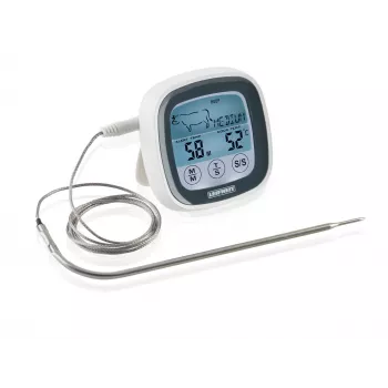 Thermomètre numérique LEIFHEIT pour rôtir et griller avec sonde en acier inoxydable, minuteur et programmes de viande préréglés