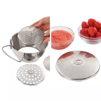Moulin à légumes LEIFHEIT ComfortLine Flotte Lotte 20 cm, acier inoxydable, 3 grilles, manuel, argent/noir