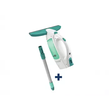 Nettoyeur de vitres électrique LEIFHEIT Dry&Clean avec manche Click System 43 cm, blanc/turquoise