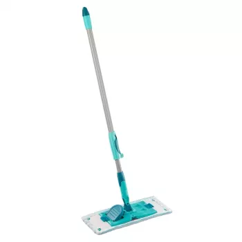 LEIFHEIT PowerClean M brosse de sol avec manche télescopique, 33 cm, vert/Gris