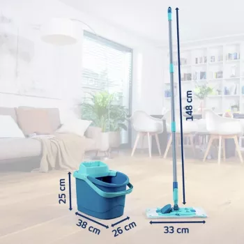 Ensemble de nettoyage de sol Leifheit Clean Twist M Ergo avec tête de microfibre Duo, 33 cm, vert/blanc