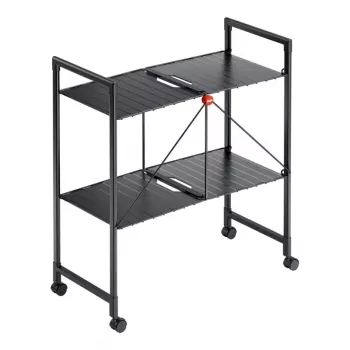 Chariot à étagères pliable HAILO Quickboard, 3 étagères, noir, 4 roulettes, charge totale 15 kg