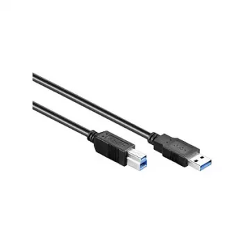 Câble USB 3.0 GoodConnections Type-A mâle vers Type-B mâle, 1,8 m, noir, SuperSpeed 5 Gbit/s, connecteurs nickelés, double blindage 2710-S02