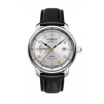 Montre automatique homme Zeppelin Mediterranee 96681, 40 mm, cadran bleu, bracelet en cuir bleu