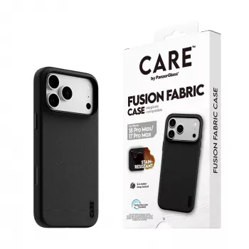 Coque CARE by PanzerGlass Fusion Fabric noire avec MagSafe pour iPhone 17 Pro Max