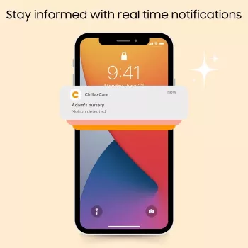 Babyphone vidéo Wi-Fi et FHSS Chillax DM568 avec écran 5 inch, caméra orientable, vision nocturne, interphone, capteur de température, berceuses et application Hubble