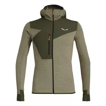 T-shirt à manches longues à capuche et zip intégral Salewa Puez 2 Dry Dark Olive Melange homme XL