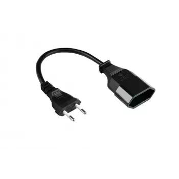 Prolongateur Euro Kabelmeister fiche CEE 7/16 vers prise, 0,2 m, noir, 0,75 mm², H03VVH2-F