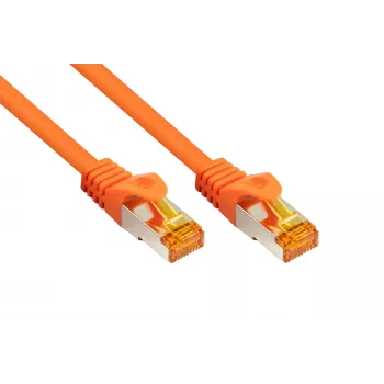 Câble patch RJ45 Kabelmeister Cat. 7 S/FTP, gaine TPE, sans halogène, orange, 7,5 m