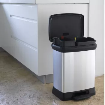 CURVER Poubelle à pédale métallique Deco Bin Duo 10+18L argent