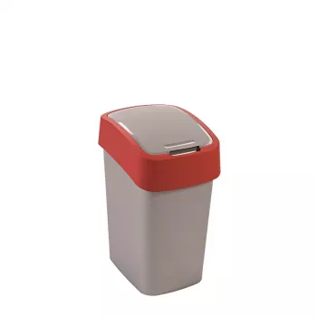 CURVER Flip Bin Poubelle 25L argent/rouge