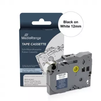 Cassette de ruban d'étiquetage Flexible ID compatible Brother TZ-FX231/TZe-FX231 MediaRange 12mm 8m noir sur blanc