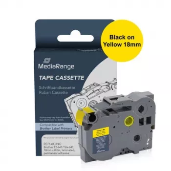 Cassette de ruban d'étiquetage Flexible ID compatible Brother TZe-FX641 MediaRange 18mm jaune (8m)