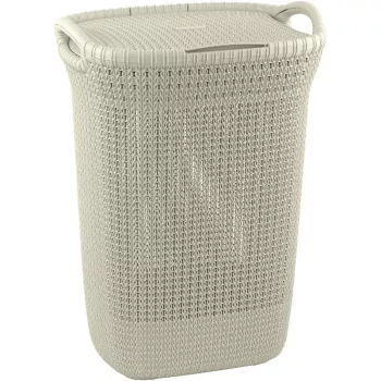 Panier à linge Curver Knit 57L avec couvercle, blanc