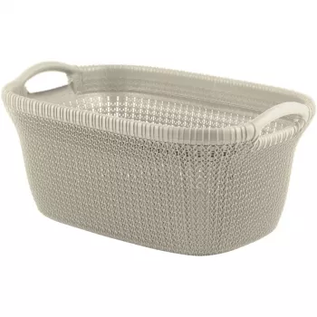 CURVER Knit panier à linge 40L avec couvercle et poignées intégrées, blanc, 59,5 x 38,5 x 27 cm