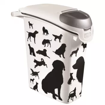 Boîte de conservation d'aliments pour chien Curver Petlife 23L noire avec motif empreinte de patte