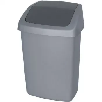 CURVER Poubelle à couvercle basculant 10L Gris foncé/Argent