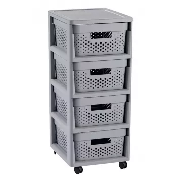 Meuble à roulettes 4 compartiments Infinity 11L Curver 30x36x69cm gris