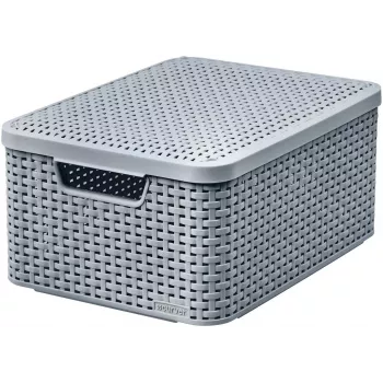 Boîte de rangement CURVER Style M avec couvercle, 39,3 x 29,3 x 18,7 cm, gris clair, pliable