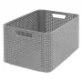 Boîte de rangement CURVER Style L 43,6 x 32,6 x 23 cm gris clair effet rotin 33L