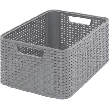 CURVER Style boîte de rangement M 38,6x28,7x17 cm gris clair effet rotin 17L