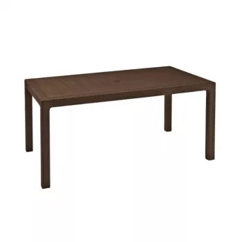 Keter Melody Rectangular Garden Table Brown UV-Protected Resin Seats 6-8 Tool-Free Assembly