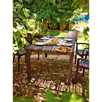 Keter Melody Rectangular Garden Table Brown UV-Protected Resin Seats 6-8 Tool-Free Assembly