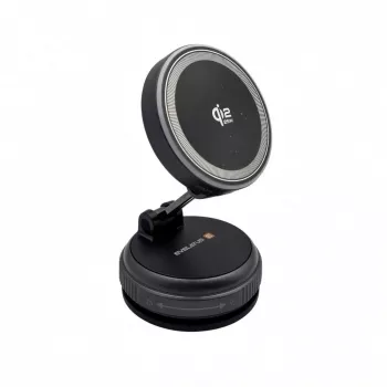 Chargeur de voiture sans fil magnétique Qi2 25W avec câble USB-C spiralé AutoSpring Evelatus 1,2m noir